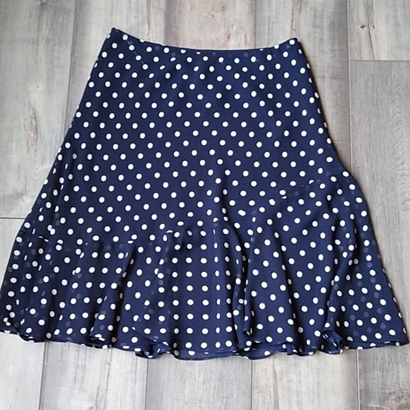 CHAPS BLUE WITH WHITE POLKA DOT SKIRT - Picture 1 of 7